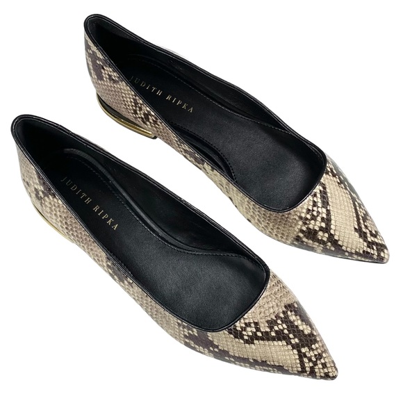 Judith Ripka Shoes - Judith Ripka Textured Leather Slip-on Flats Robin Animal Print Size 10M